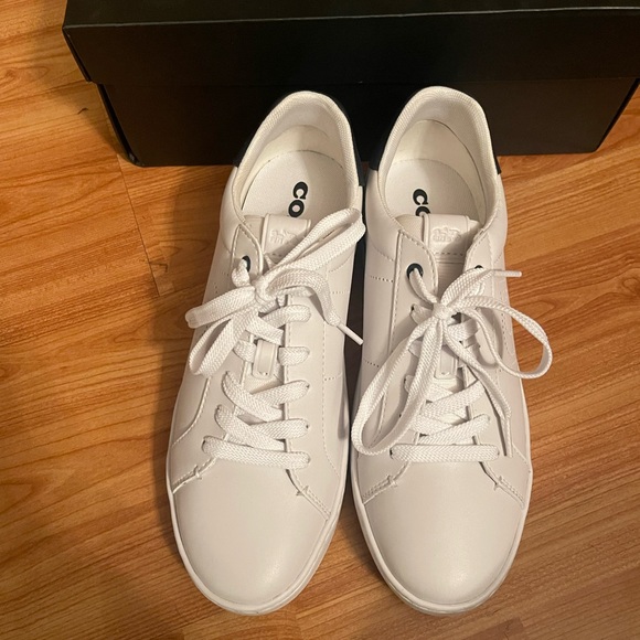 Coach Lowline Leather Low Top Sneaker. Size 10B OpticWhite/Navy - Picture 2 of 7